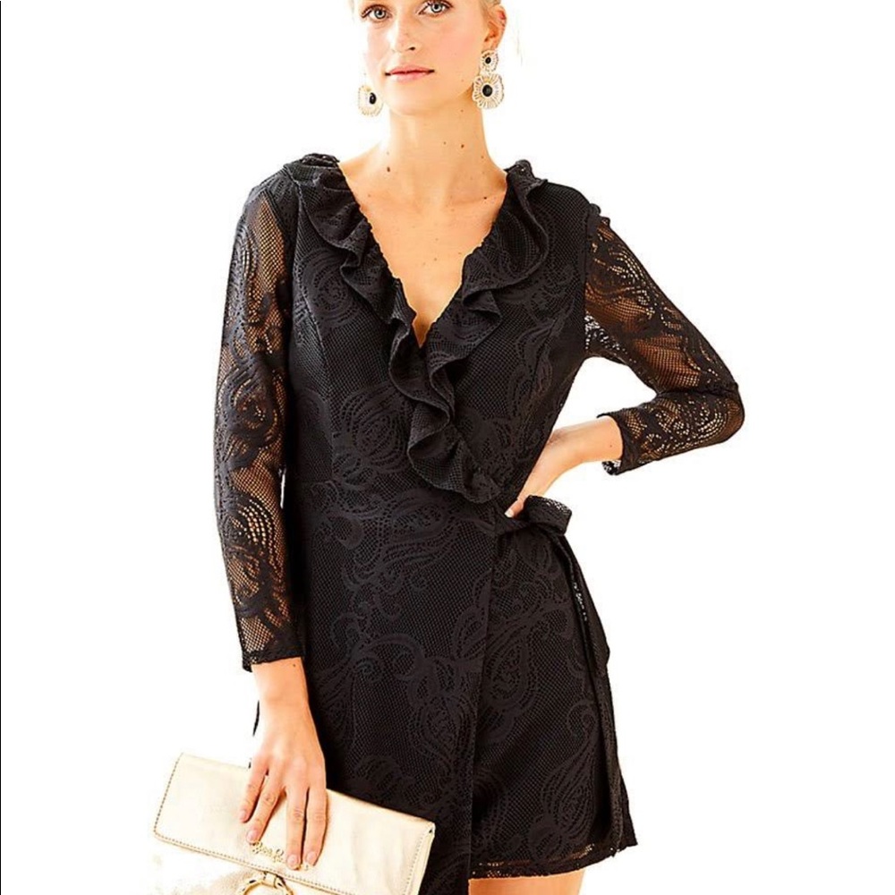 New Tiki Wrap Ruffle Romper